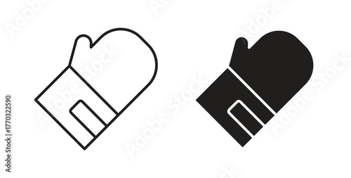 Boxing glove icon with line and silhouette versions.