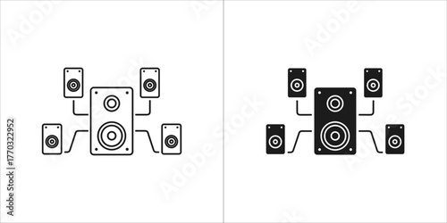 Surround sound speaker system icon set