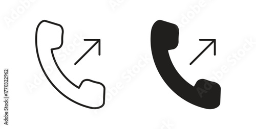 Call outgoing icon with line and silhouette versions.