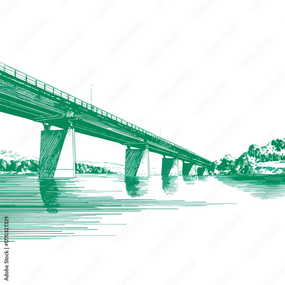 Fototapeta premium Sleek Bridge Design in Green Hue