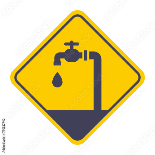 Black icon of a tap with water from the ground. Flat illustration.