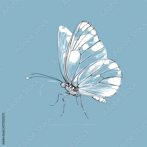 Elegant Butterfly Outline in Soft Blue