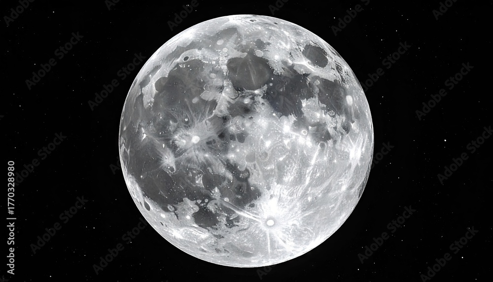 Obraz premium Full Moon in Night Sky with Stars