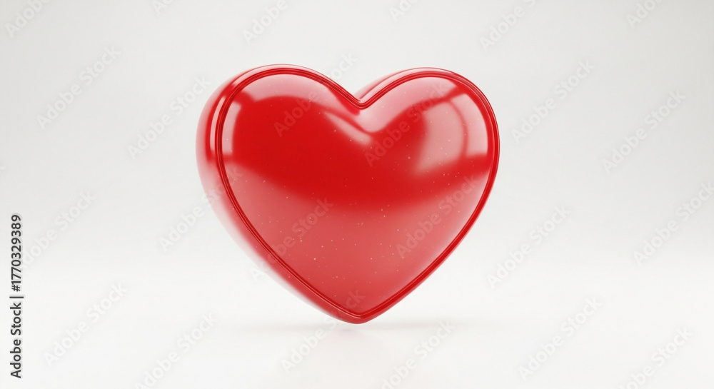 Fototapeta premium Stunning glossy red heart symbol gleams with subtle sparkle, perfect for celebrating love, health, and passion in modern designs.