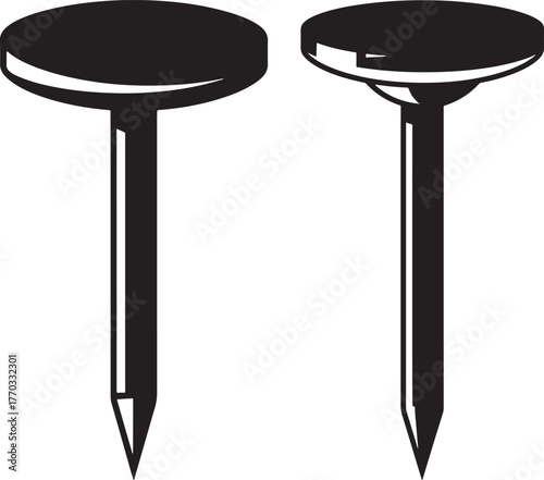 Two black upholstery tacks silhouette