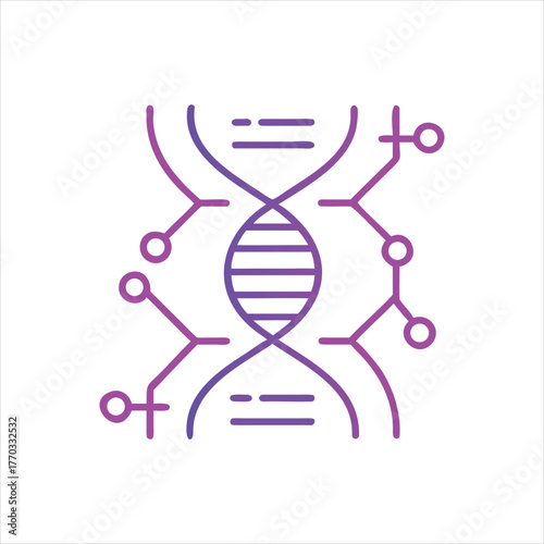 DNA Helix with Circuit Board Connections Icon