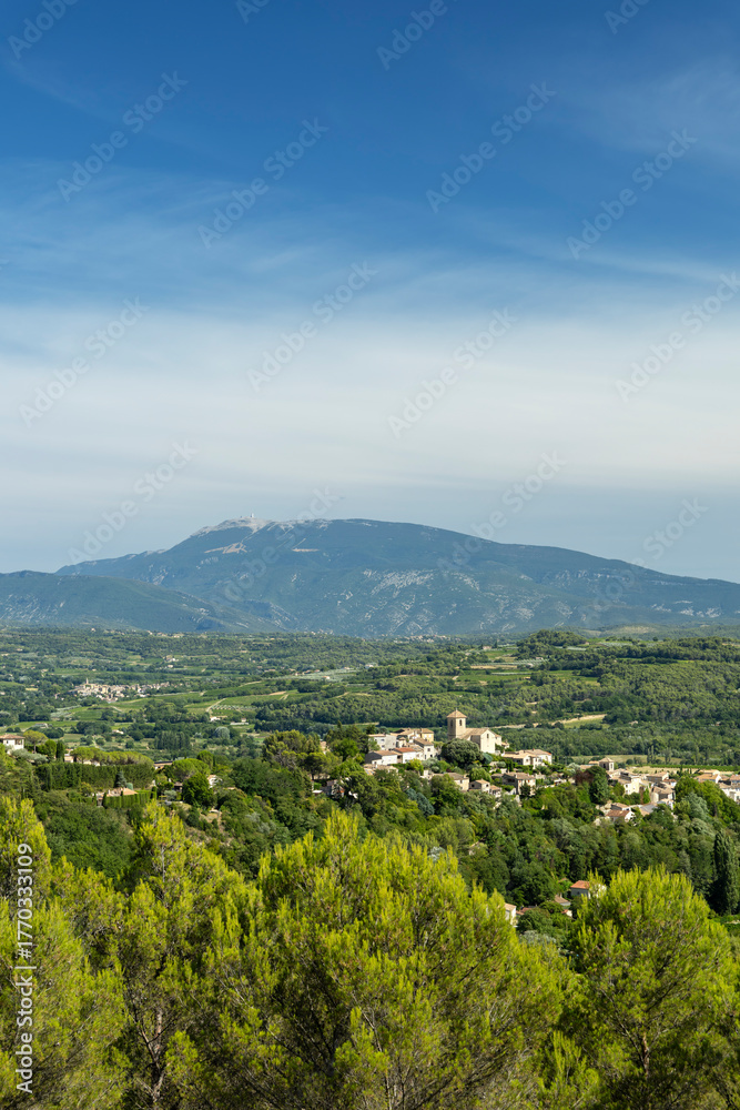 Fototapeta premium Vinsobres village and Mont Ventoux panoramic view