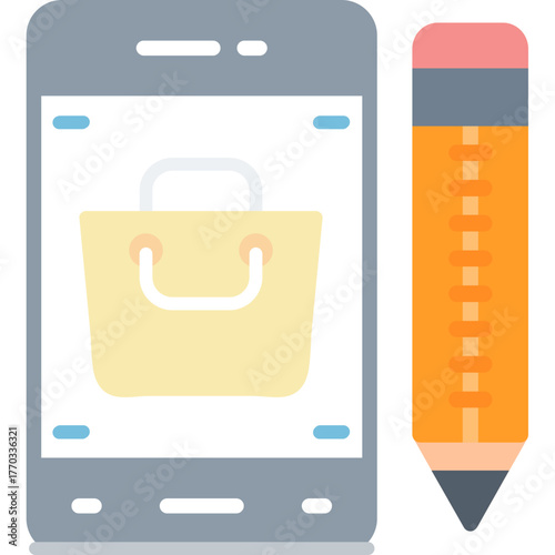 Mobile Shopping Icon Vector Element
