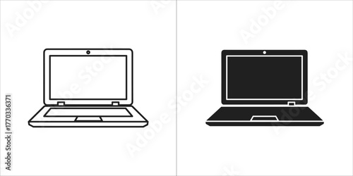 Laptop computer icon set, open
