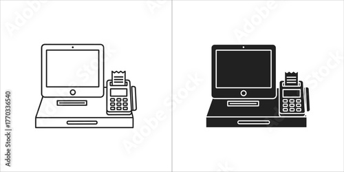 Cash register and payment terminal icon set