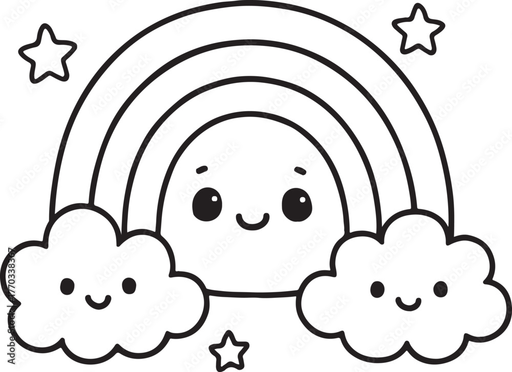 Obraz premium silhouette of cute rainbow outline white and black