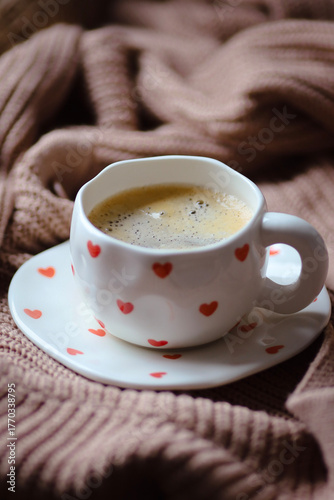 a cup of coffee, cozy background, cozy home, cozy autumn, flatlay