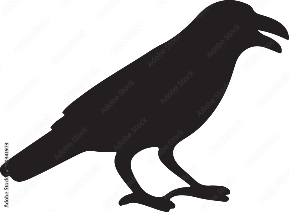 Fototapeta premium black crow silhouette, black vector icon style 