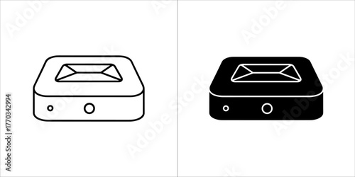 Settop box icon, outline and filled versions