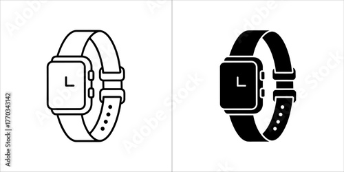 Outline and filled icons of a smartwatch