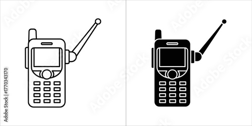 Outline and silhouette of a walkie talkie