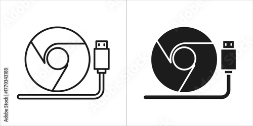 Google chrome logo with hdmi cable