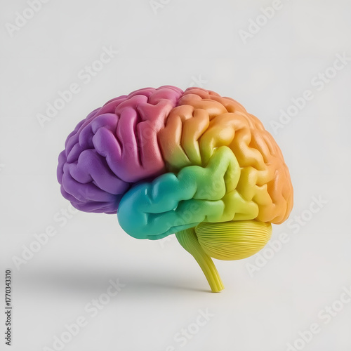 Creative Intelligence Brain Model in Pastel Colors and white background 