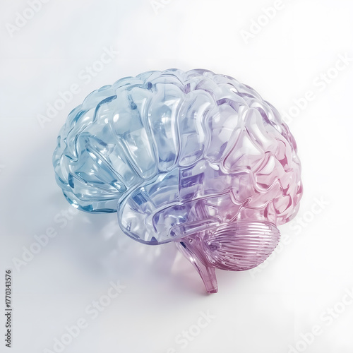 Pastel Glass Brain Concept on White Background 3D