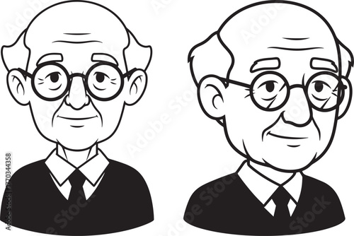 Two elderly men with glasses in silhouette