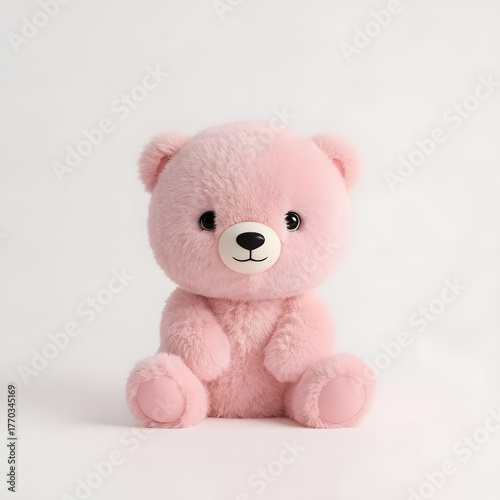 Pink Plush Teddy Bear with Soft Texture 3D