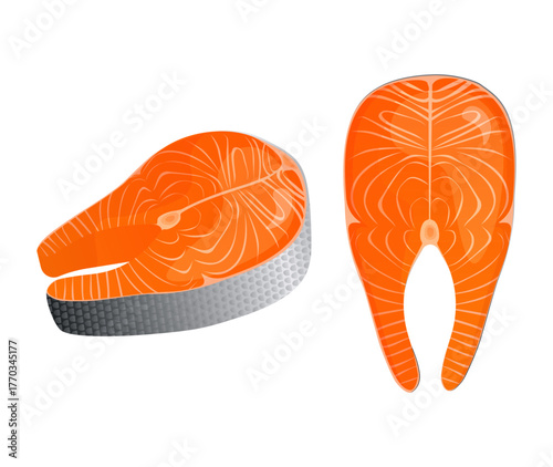 Raw salmon steaks offering healthy seafood ingredient