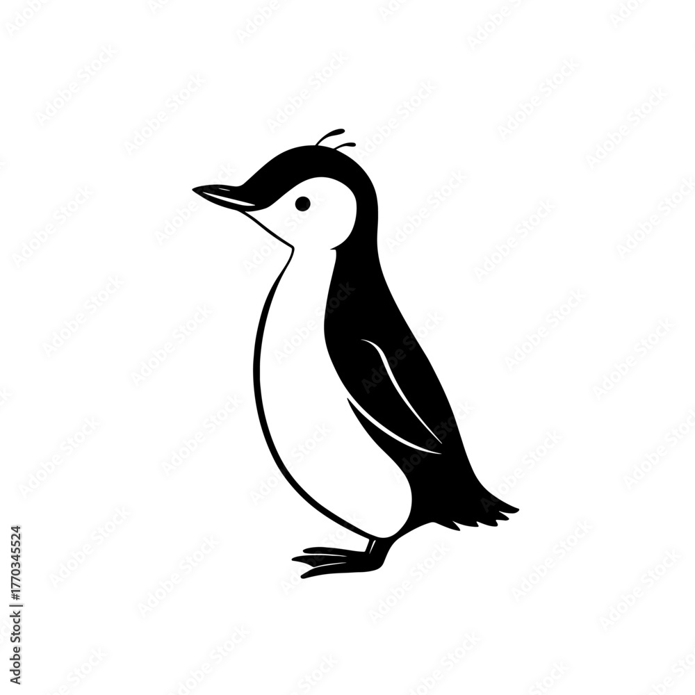 Fototapeta premium Gentoo Penguin. Gentoo Penguin simple black and white line art vector logo