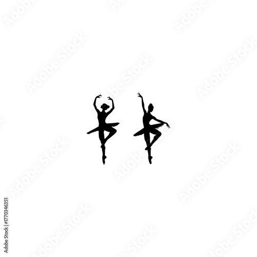 Ballet silhouette ballerina Beautiful set