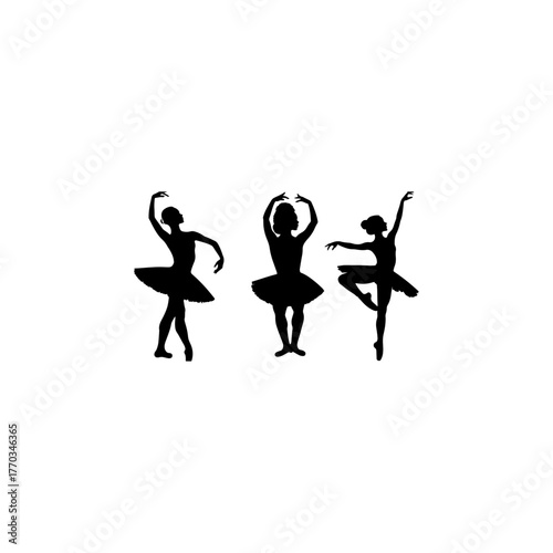 Ballet silhouette ballerina Beautiful set