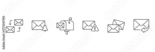 Email line Icon set. Email line icon collection. Collection of Including mail, envelope, email, postal, letter sent, inbox and more. Vector illustration.