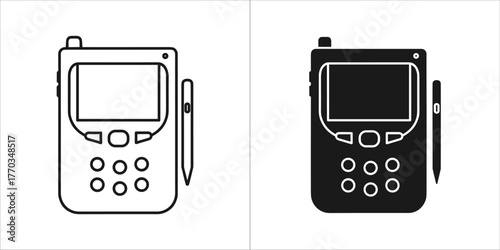 Two pda icons, one outline and one filled, on a