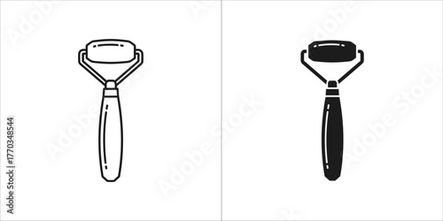 Set of two jade face rollers, one in outline and one in solid black