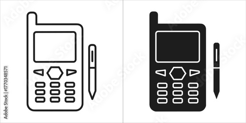 Old mobile phone icon with stylus