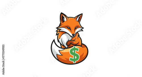 Clever fox with money bag emblem symbolizing financial success and smart investment strategies for business growth