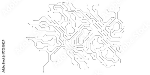 Circuit board digital abstract background. Motherboard technology texture design. AI semiconductor and computer processor on tech bg. Vector illustration
