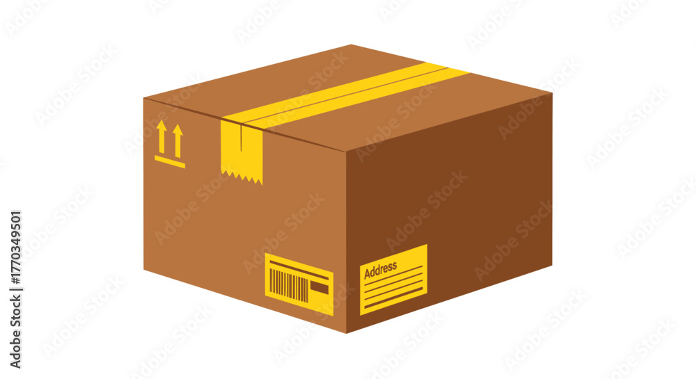 Obraz premium Securely packaged cardboard box ready for shipping with clear address label and handling instructions