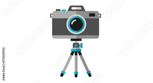 Capturing stunning moments professional camera on tripod ready for action and creativity