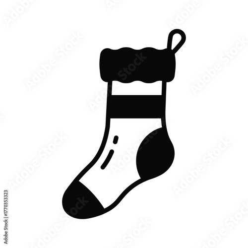 Christmas sock icon creatively designed in glyph style