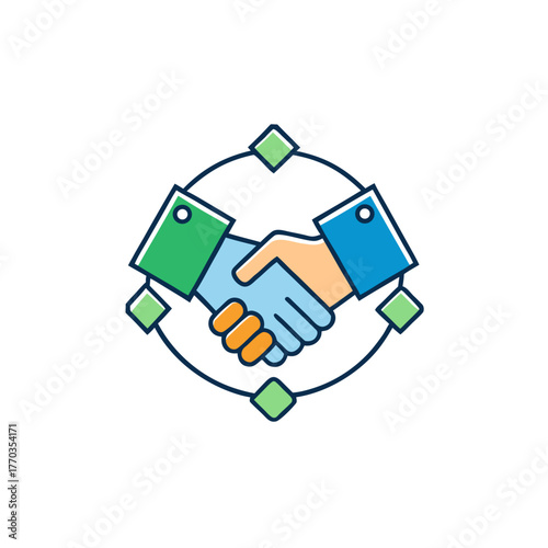 Symbolic handshake representing partnership agreement and collaboration in business
