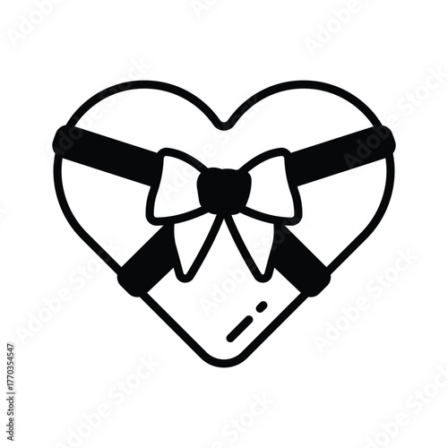 Wrapped gift box with a ribbon, glyph icon of gift box in modern style