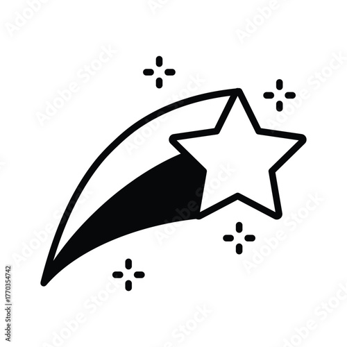 Premium glyph style icon of shooting star, ready to use vector