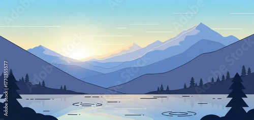 winter landscape with mountains