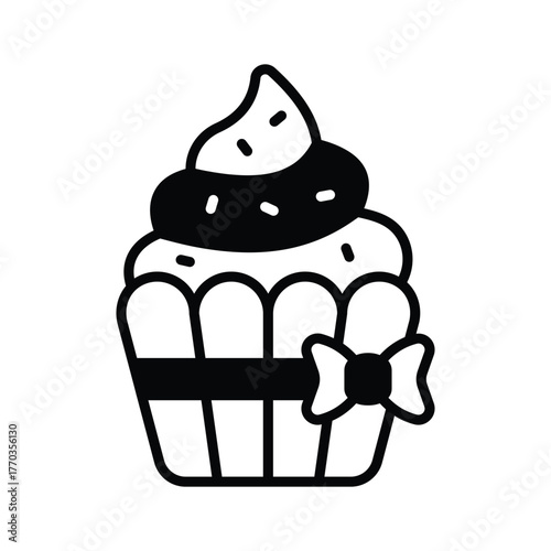 An editable icon of cupcake designed in glyph style