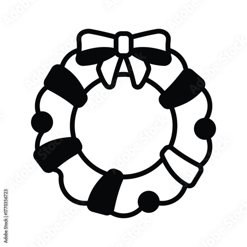 Creatively designed amazing glyph icon of christmas wreath