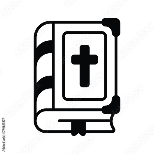 Classic holy bible with cross, spiritual and religious book symbol