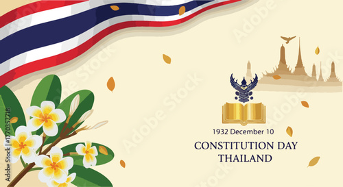 Thailand Constitution Day celebration vector banner