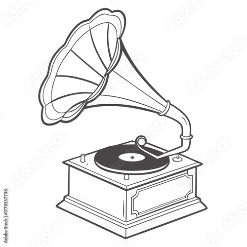 vintage gramophone isolated on white background