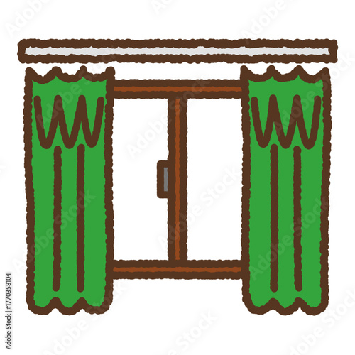 手書き風のシンプルアイコンイラスト　カーテン