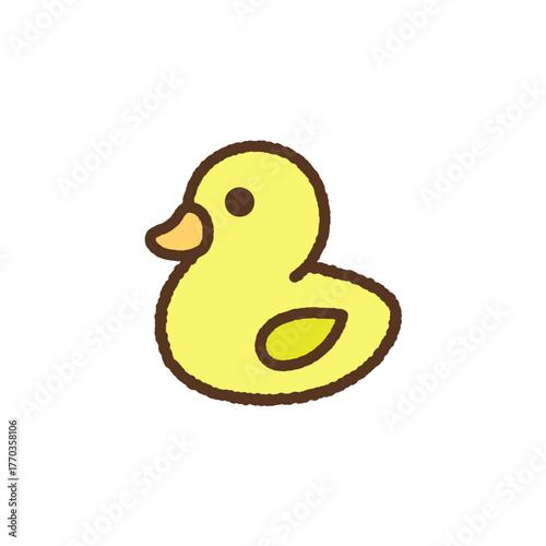 手書き風のシンプルアイコンイラスト　おもちゃアヒル