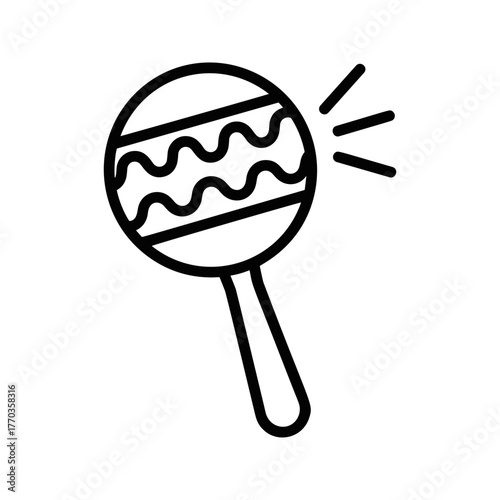 Maraca baby rattle shaker simple line icon vector illustration 